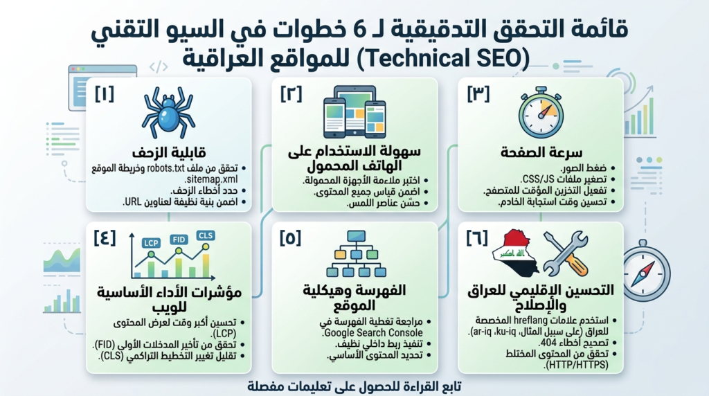 قائمة تدقيق السيو التقني لمواقع الشركات العراقية
