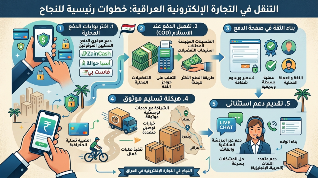 بوابات الدفع واللوجستيات للتجارة الإلكترونية العراقية