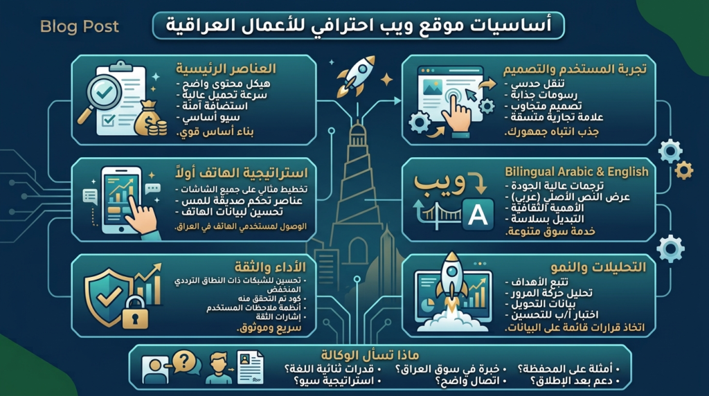 تصميم المواقع في العراق: ما يجب أن يتضمنه الموقع الاحترافي