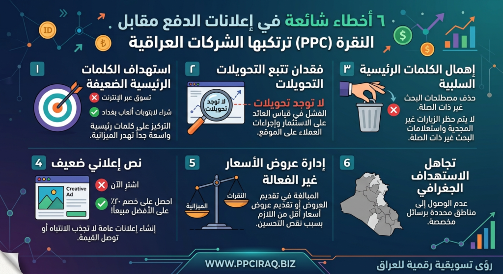 أخطاء الاعلانات المدفوعة الشائعة التي ترتكبها الشركات العراقية