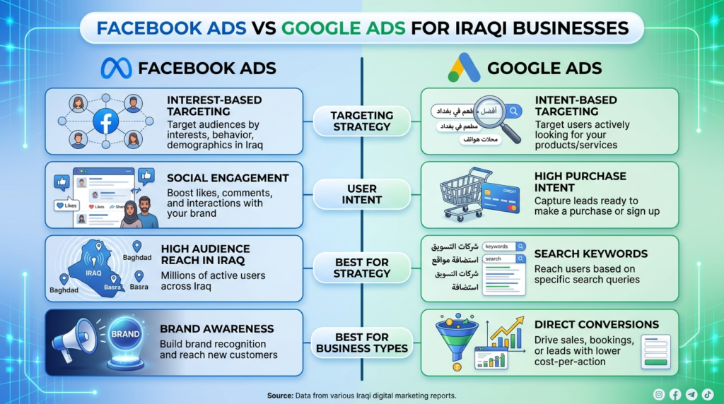 Facebook Ads vs Google Ads for Iraqi Businesses