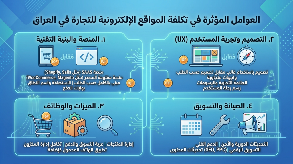 كم تكلفة موقع التجارة الإلكترونية في العراق؟