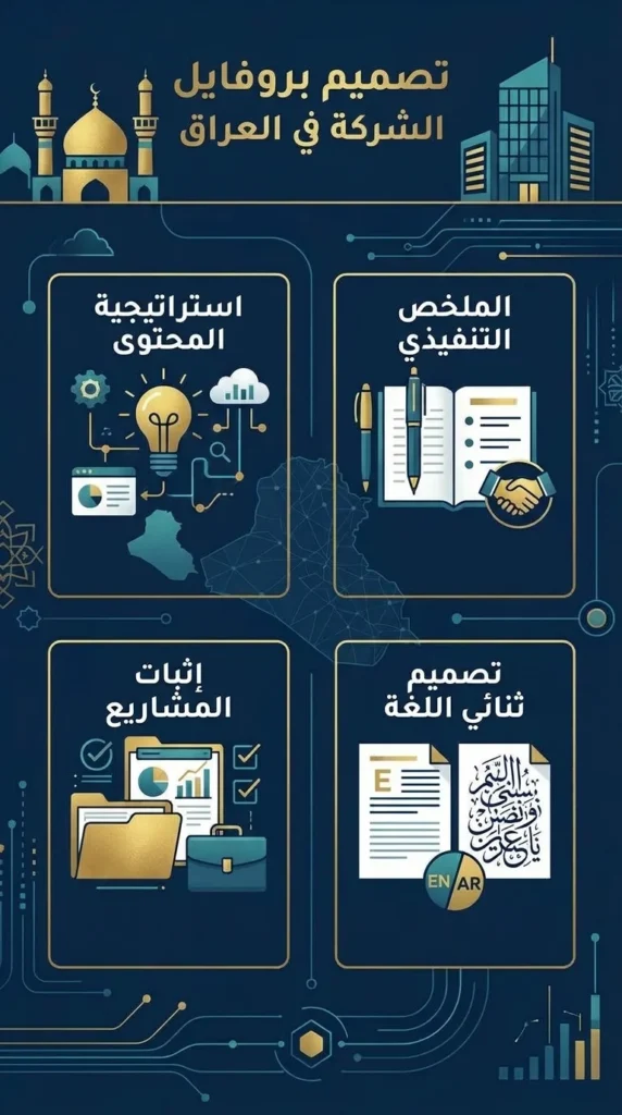 تصميم بروفايل شركة في العراق: المحتوى والتصميم