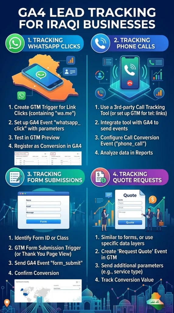 GA4 Lead Tracking for Iraqi Businesses: Calls & WhatsApp
