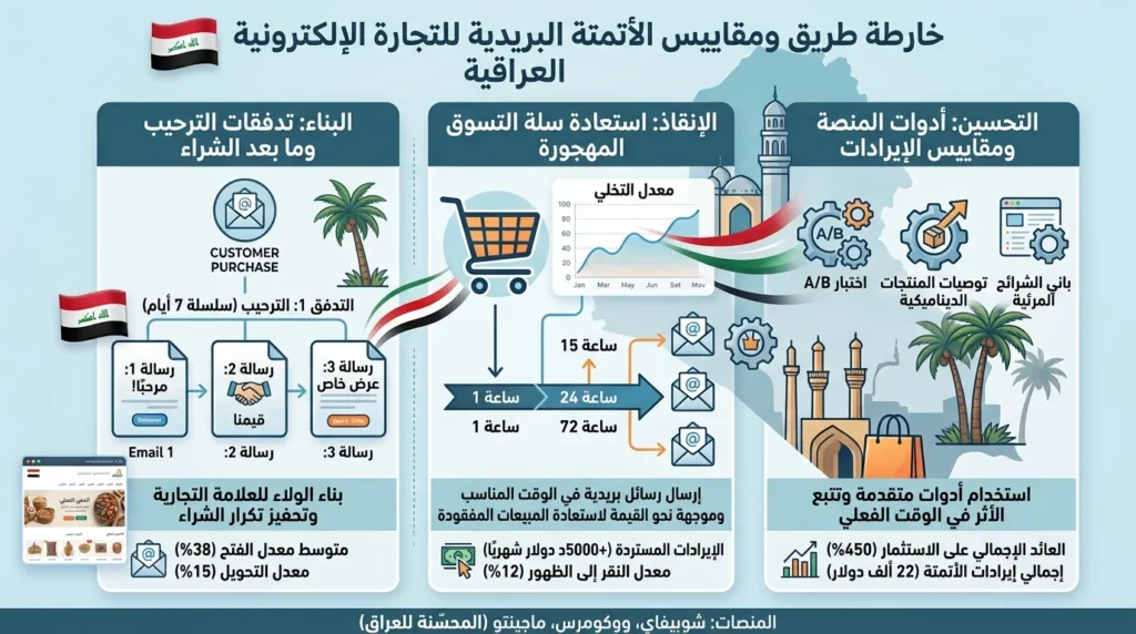 أتمتة التسويق عبر البريد الإلكتروني لمتاجر التجارة الإلكترونية العراقية